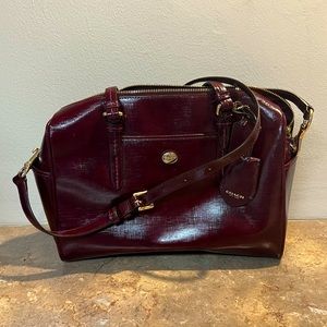 PEYTON LEATHER NANCY SATCHEL (COACH F31403) GOLD/MERLOT COACH STYLE
